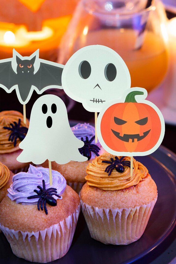 Cadılar Bayramı Kürdan Süsleri Cupcake Süsleri Lüks Büyük Boy 10lu Paket - 1