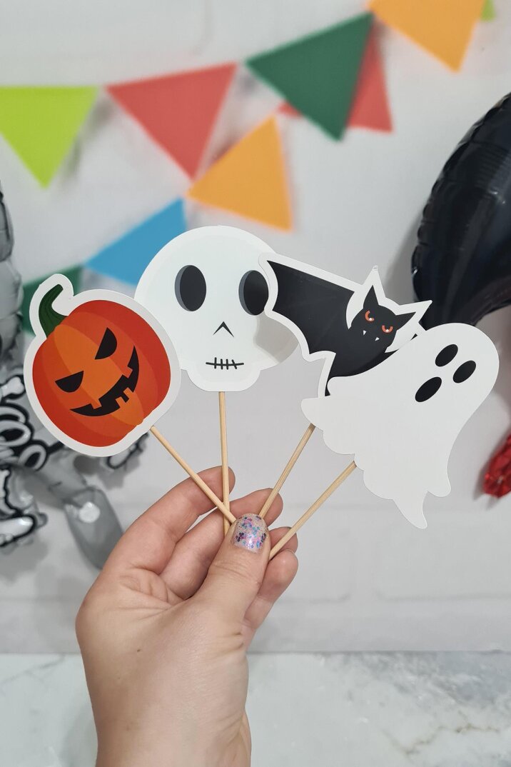 Cadılar Bayramı Kürdan Süsleri Cupcake Süsleri Lüks Büyük Boy 10lu Paket - 2