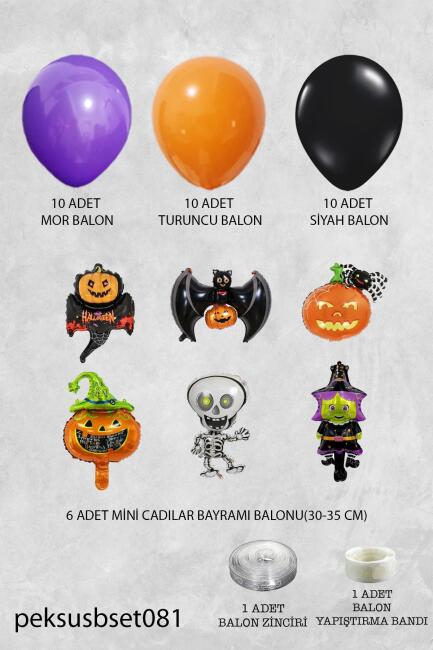 Cadılar Bayramı Parti Balon Süsleme Seti Halloween Balon Zinciri 38 Parça - 2