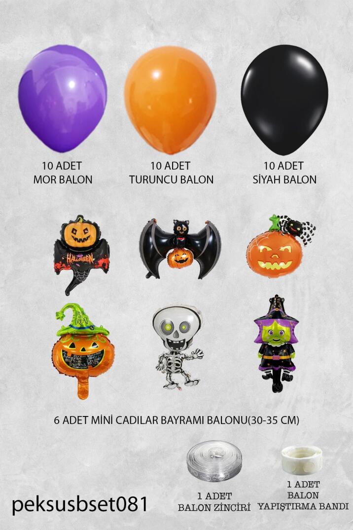 Cadılar Bayramı Parti Balon Süsleme Seti Halloween Balon Zinciri 38 Parça - 2
