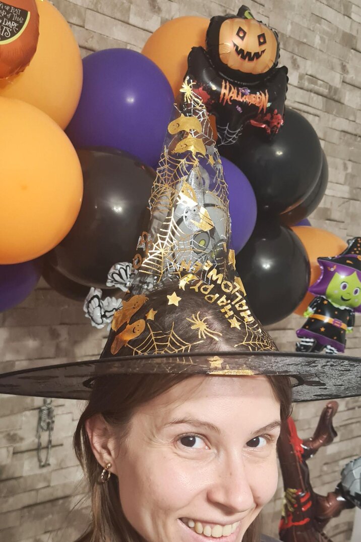 Cadılar Bayramı Şapkası Tül Gold Desenli Halloween Şapkası - 1
