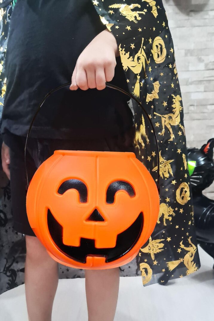Cadılar Bayramı Şeker Kovası Büyük Boy Turuncu Kabak 18cm Halloween Şeker Kovası - 3