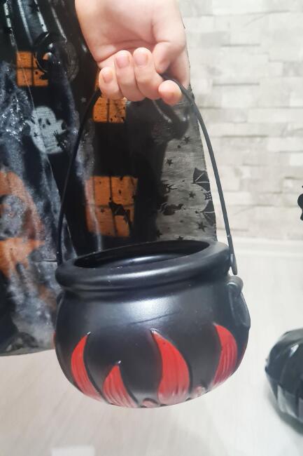 Cadılar Bayramı Şeker Kovası Cadı Kazanı Şeklinde Halloween Şeker Kovası - 3