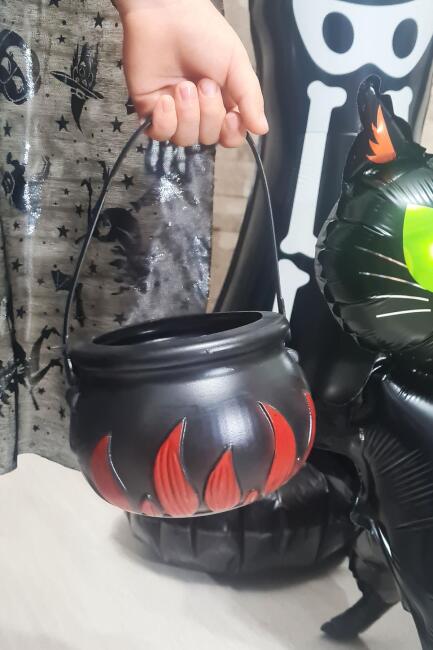 Cadılar Bayramı Şeker Kovası Cadı Kazanı Şeklinde Halloween Şeker Kovası - 4