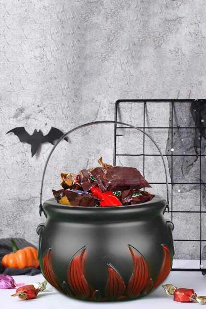 Cadılar Bayramı Şeker Kovası Cadı Kazanı Şeklinde Halloween Şeker Kovası - 7