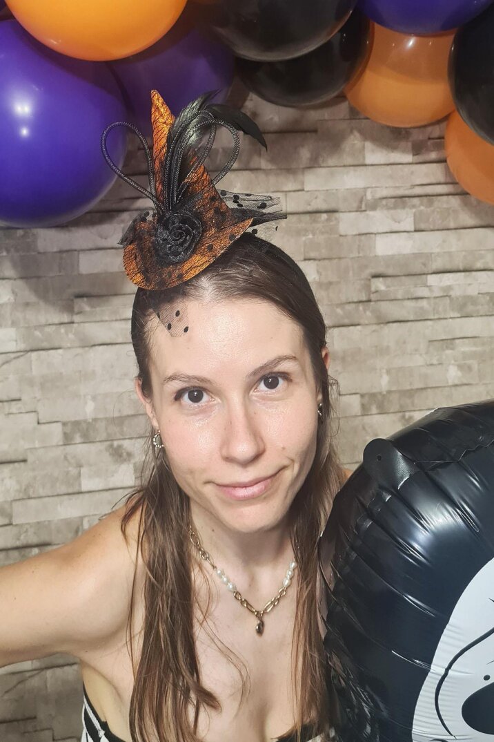 Cadılar Bayramı Tacı Turuncu Şapkalı Çiçekli Halloween Saç Aksesuarı Taç - 1