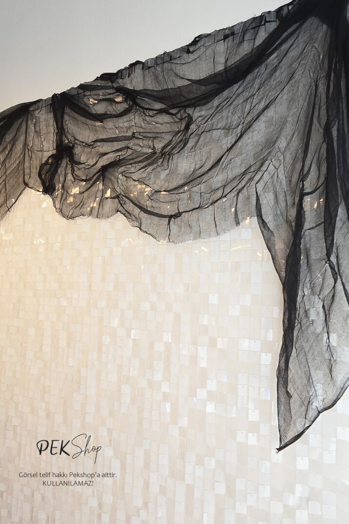 Cadılar Bayramı Tül Perde Siyah 120x200 cm Halloween Duvar Masa Süsü - 1