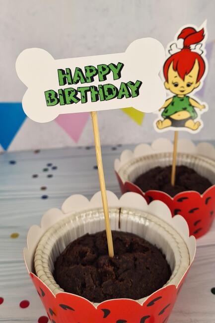 Çakıl Taş Devri Konsept Kürdan Süsleri Cupcake Süsleri Lüks Büyük Boy 10lu Paket - 4