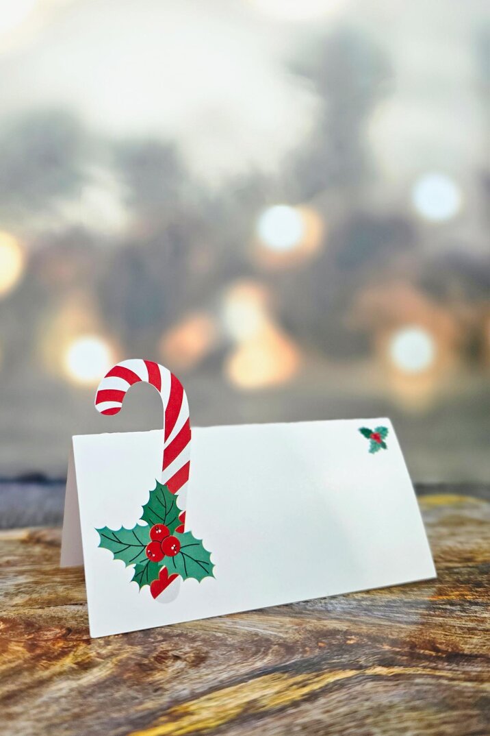 Candy Cane İsimlik Kartı - Baston Şeker Yılbaşı Sofra Süsü İsim Kartı 12'li - 1