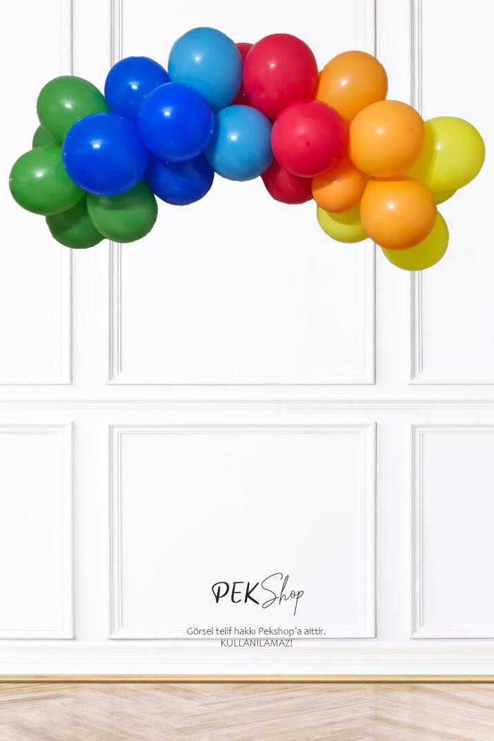 Canlı Gökkuşağı Renkler Balon Zinciri Seti - 1