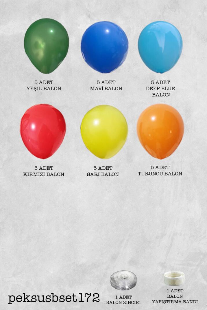 Canlı Gökkuşağı Renkler Balon Zinciri Seti - 2
