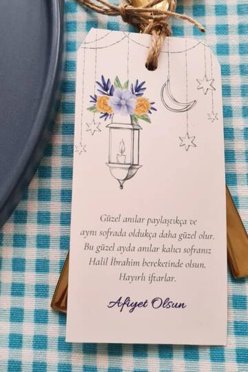 Çatal Bıçak Sofra Süsü İpli Kart Süsler Ramazan Süsleri İftar Sofrası 10lu Paket - 2