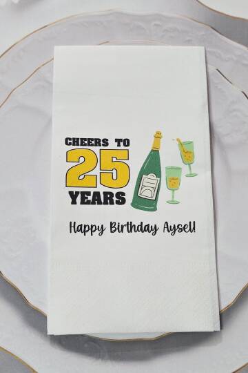 Cheers Konsept Doğum Günü Baskılı Peçete