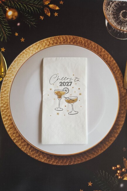 Cheers to 2027 Yazılı Yılbaşı Sunum Peçetesi