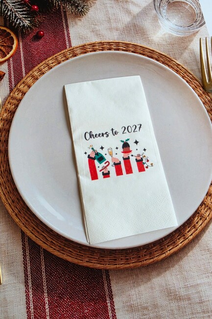 Cheers to 2027 Yılbaşı Masası Sunum Peçetesi
