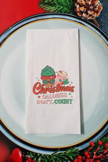Christmas Calories Dont Count Yazılı Retro Yılbaşı - Yeni Yıl Sunum Peçetesi