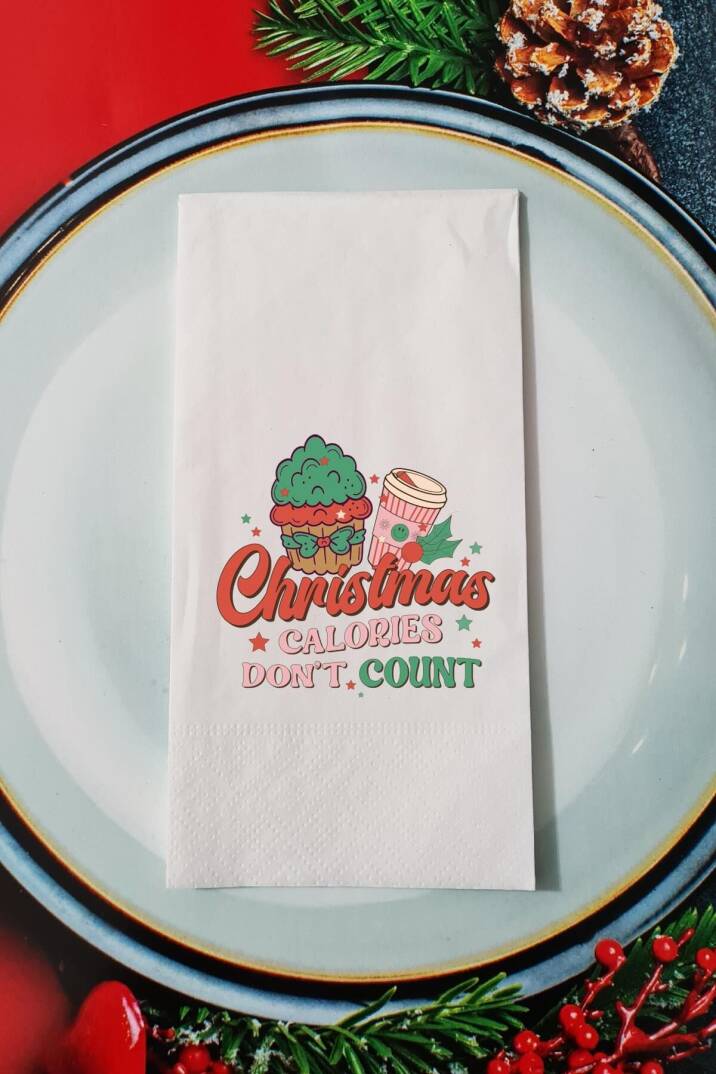 Christmas Calories Dont Count Yazılı Retro Yılbaşı - Yeni Yıl Sunum Peçetesi - 1