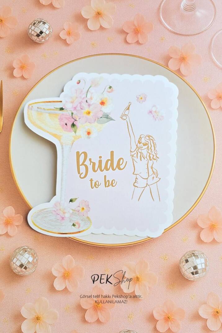 Çiçekli Bride Konsept Bride To Be Masa Kartı Bride Masa Süsleri 4lü - 1