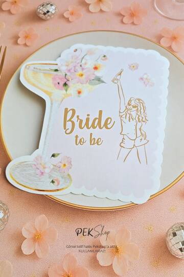 Çiçekli Bride Konsept Bride To Be Masa Kartı Bride Masa Süsleri 4lü - 2
