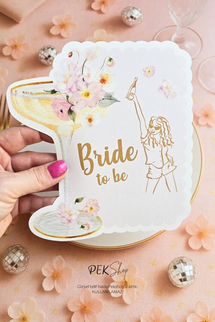 Çiçekli Bride Konsept Bride To Be Masa Kartı Bride Masa Süsleri 4lü - 3