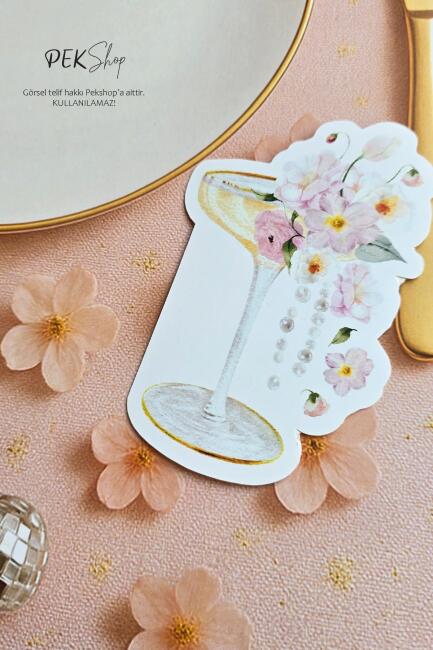 Çiçekli Bride Konsept İsim Kartı Bride Parti Masa İsimliği 12li - 2