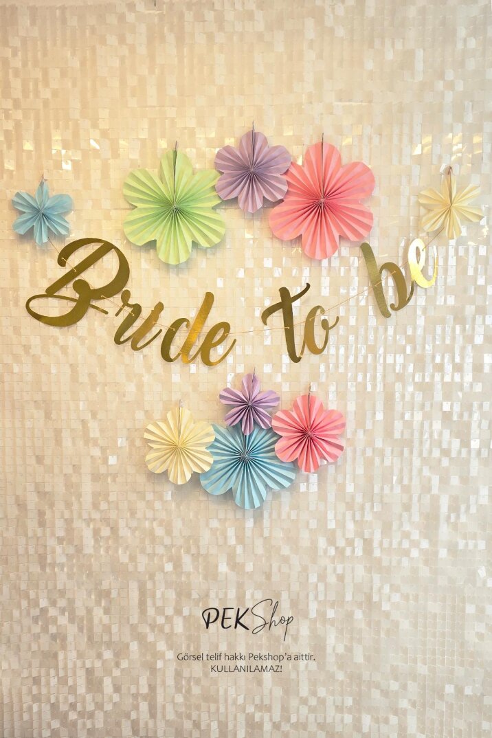 Çiçekli Bride To Be Duvar Süsleme Seti Bride Partisi Süs Seti - 1