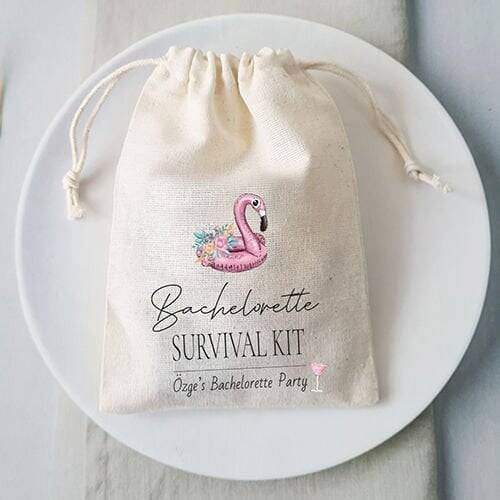 Çiçekli Glitter Bachelorette Party Hangover Kit Kesesi