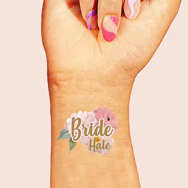 Kişiye Özel Çiçekli Gold Bride to be Konsept Geçici Dövme - 1