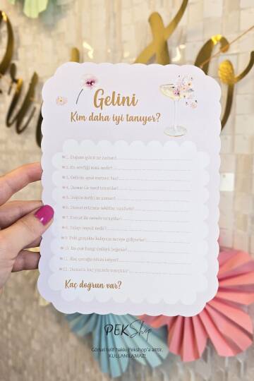 Çiçekli Gold Bride to be Konsept Gelini Kim Daha İyi Tanıyor Oyun Kartı - 2