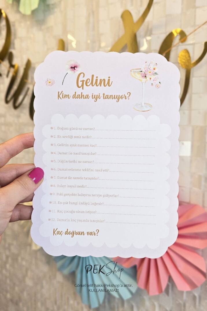 Çiçekli Gold Bride to be Konsept Gelini Kim Daha İyi Tanıyor Oyun Kartı - 2