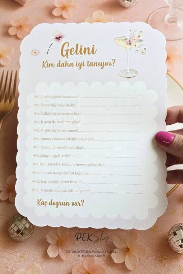 Çiçekli Gold Bride to be Konsept Gelini Kim Daha İyi Tanıyor Oyun Kartı - 3