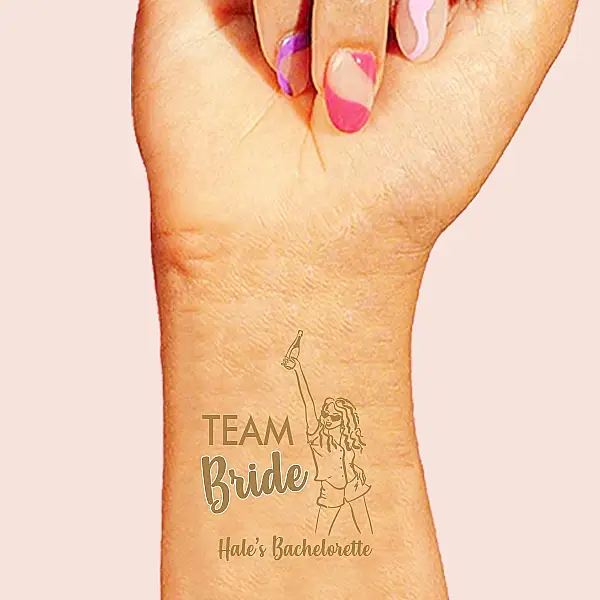 Kişiye Özel Çiçekli Gold Team Bride Konsept Geçici Dövme - 1