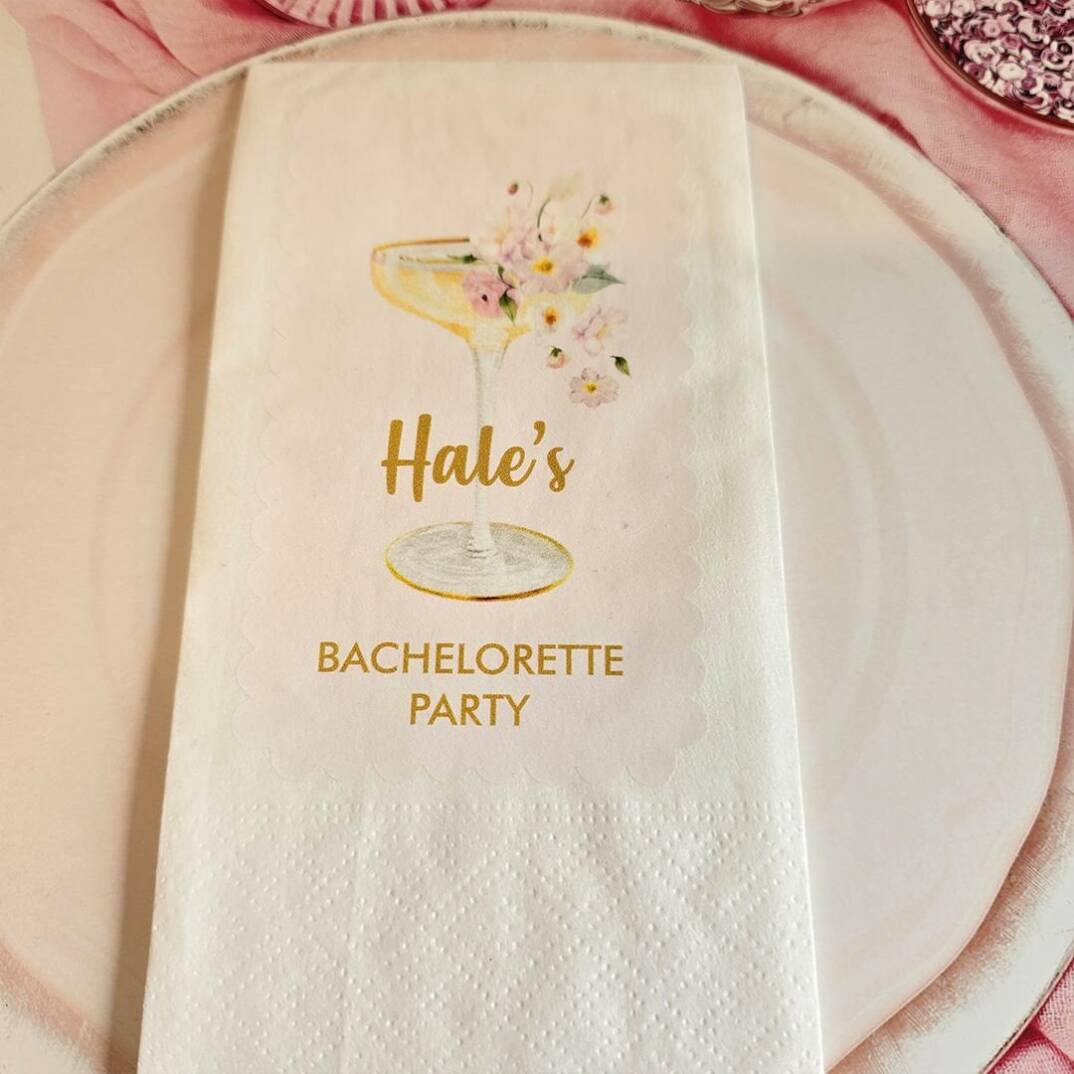 Çiçekli Kadeh Konsept Bekarlığa Veda Baskılı Peçete - 2