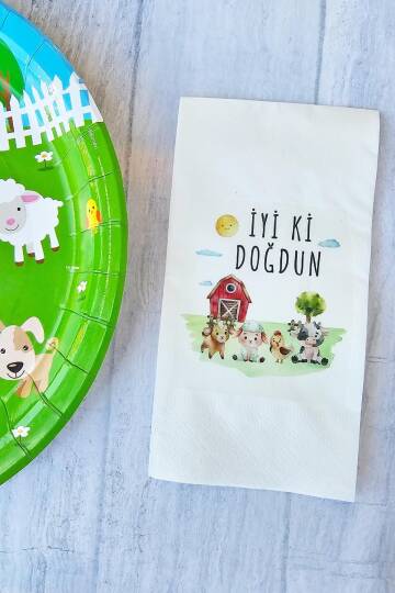 Çiftlik Konsept Baskılı Çiftlik Tema Doğum Günü Peçetesi 20li - 1