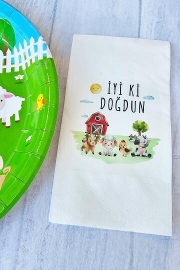 Çiftlik Konsept Baskılı Çiftlik Tema Doğum Günü Peçetesi 20li - 2