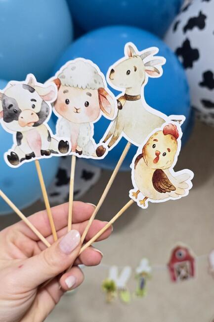 Çiftlik Tema Kürdan Süsleri Cupcake Süsleri Lüks Büyük Boy 10lu Paket - 2