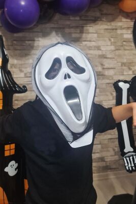 Çığlık Maskesi Cadılar Bayramı Halloween Maskesi Tüllü Hayalet Scream Maske Korkunç Maske - 2