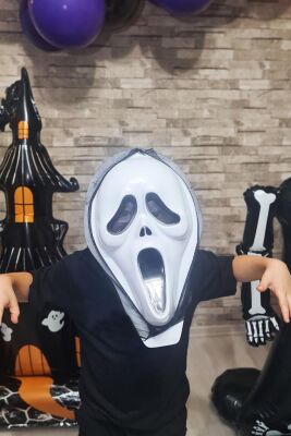 Çığlık Maskesi Cadılar Bayramı Halloween Maskesi Tüllü Hayalet Scream Maske Korkunç Maske - 3