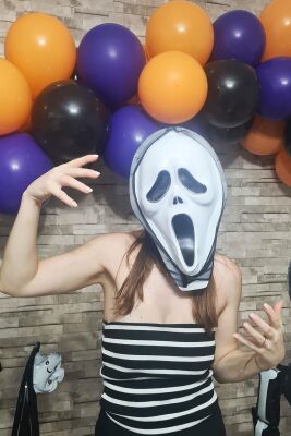 Çığlık Maskesi Cadılar Bayramı Halloween Maskesi Tüllü Hayalet Scream Maske Korkunç Maske - 5