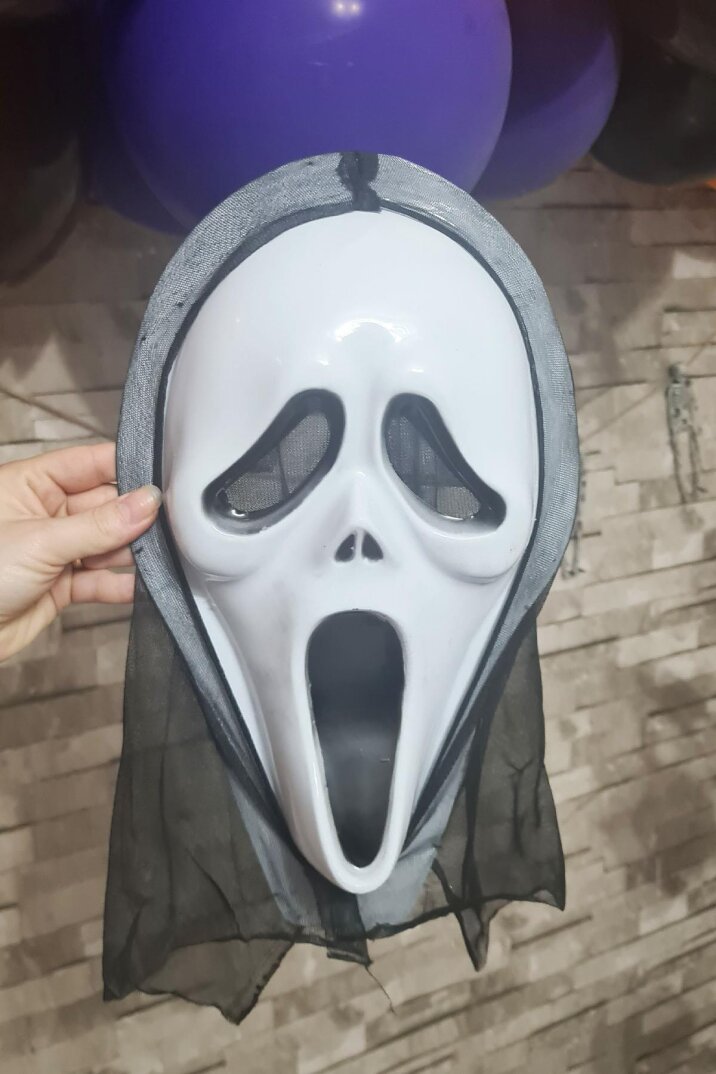 Çığlık Maskesi Cadılar Bayramı Halloween Maskesi Tüllü Hayalet Scream Maske Korkunç Maske - 7