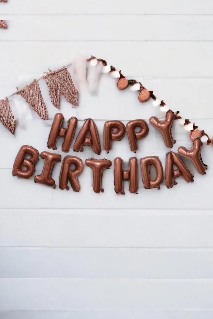 Çikolata Kahve Happy Birthday Harf Balonlar Retro Doğum Günü Balon Seti - 3