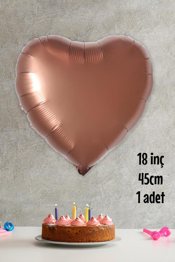 Çikolata Kahve Kalp Folyo Balon Retro Kalp Balon 18" 45cm - 1