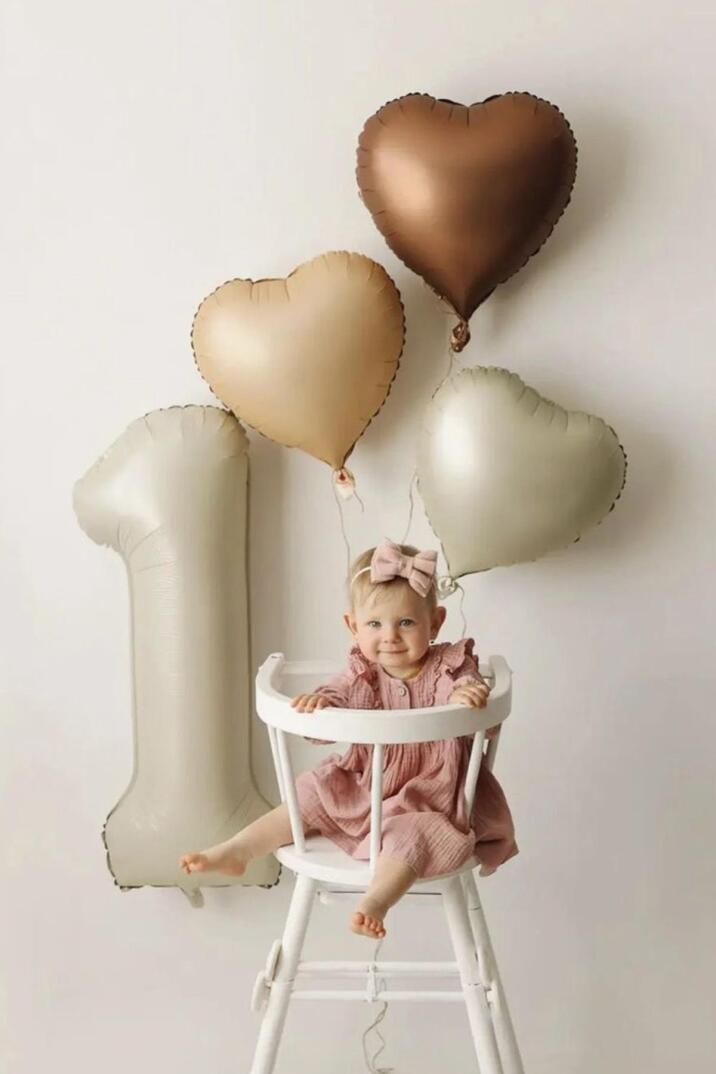 Çikolata Kahve Kalp Folyo Balon Retro Kalp Balon 18" 45cm - 2