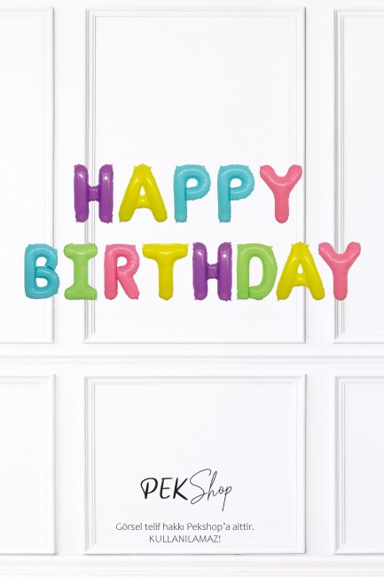 Çok Renkli Mix Happy Birthday Harf Balonlar Doğum Günü Balon Seti