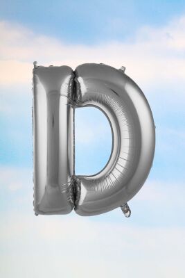 D Harfi Gümüş Folyo Balon 100 cm 40 inç 1 Metre Silver - 1