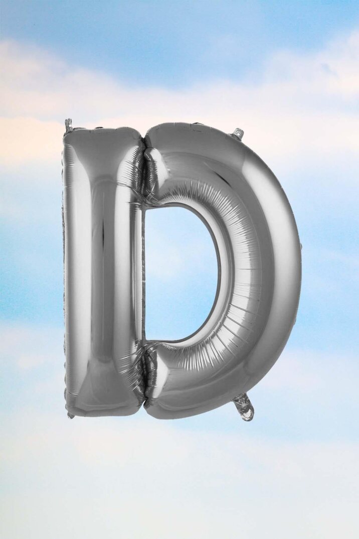 D Harfi Gümüş Folyo Balon 100 cm 40 inç 1 Metre Silver - 1