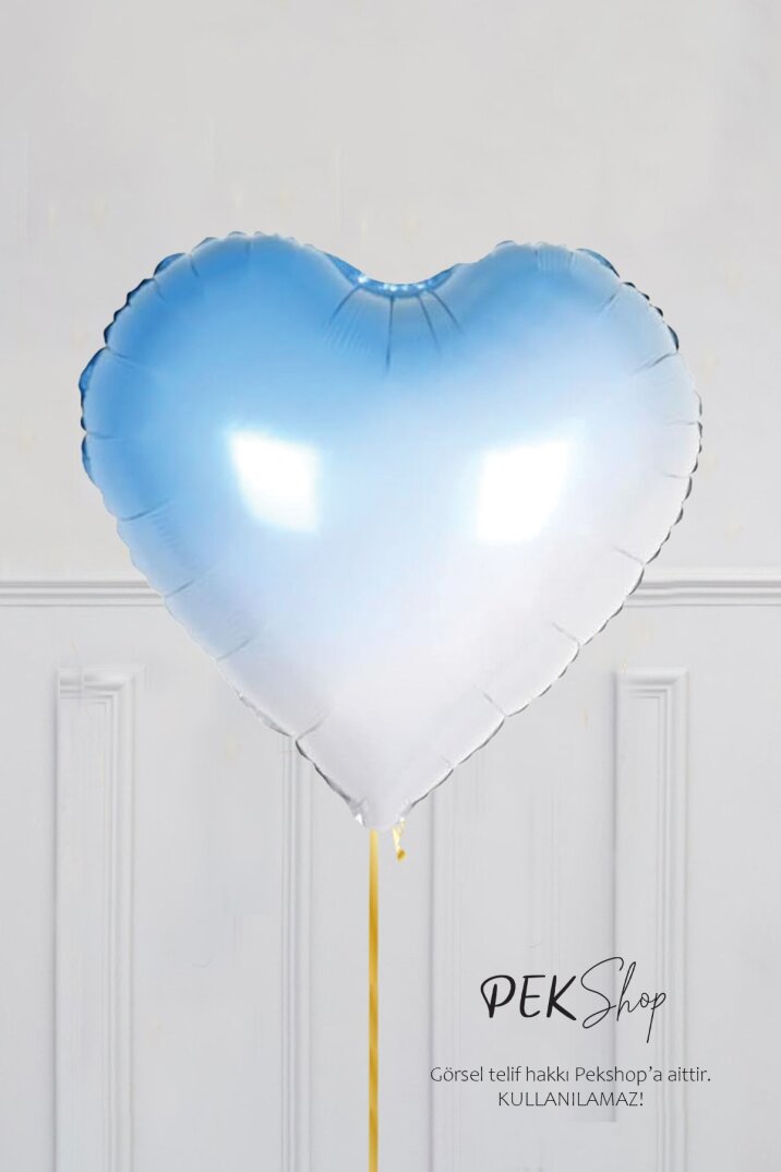 Degrade Mavi Kalp Folyo Balon 18inç - 1