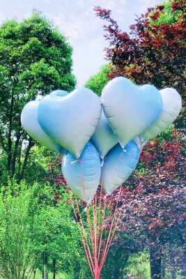 Degrade Mavi Kalp Folyo Balon 18inç - 3