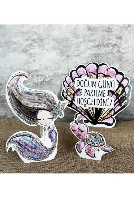 Deniz Kızı Konsept Doğum Günü Ayaklı Pano Seti Masa Üstü - 2