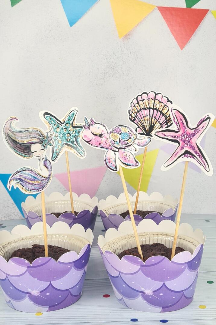 Deniz Kızı Konsept Kürdan Süsleri Cupcake Süsleri Lüks Büyük Boy 10lu Paket - 1